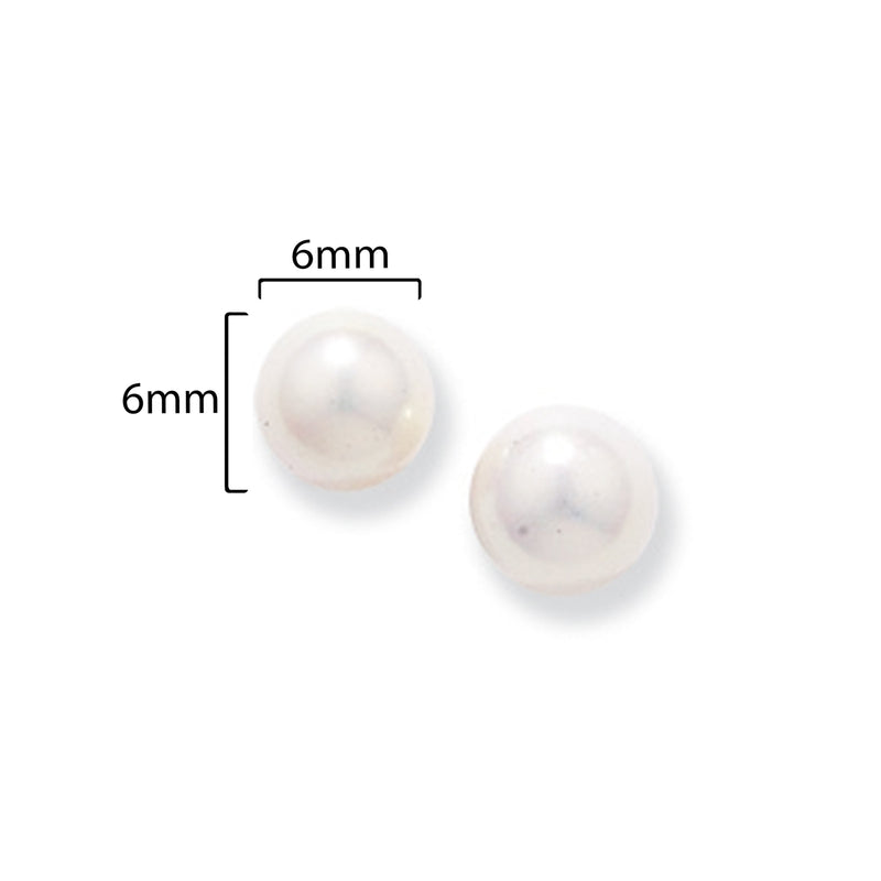 9ct Gold Synthetic Pearl Stud Earrings - Hypoallergenic 9ct Gold Jewellery for Ladies - 6mm * 6mm