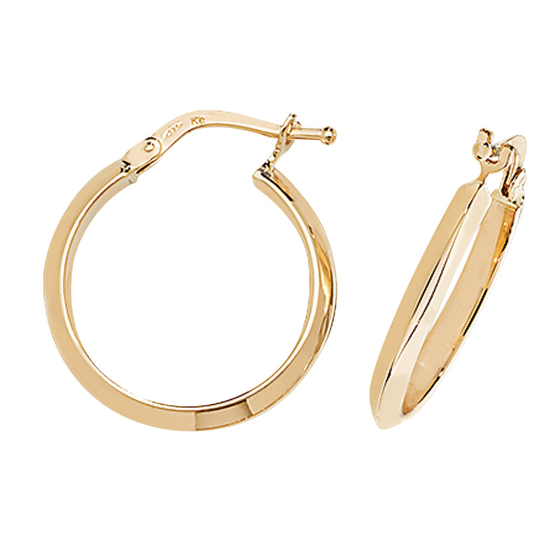 9ct Gold  Oval Hoop Earrings.  22mm * 20mm.  Hypoallergenic 9ct Gold Jewellery for women.