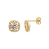 9ct Gold Stud Earrings with Cubic Zirconia  - Hypoallergenic 9ct Gold Jewellery for Ladies - 9mm * 8mm