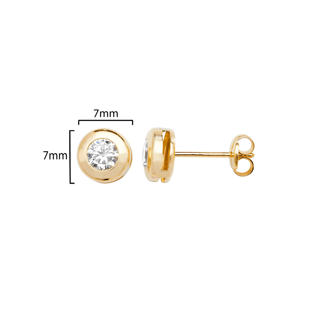 9ct Gold Circular Stud Earring - Hypoallergenic 9ct Gold Jewellery for Ladies - 7mm * 7mm