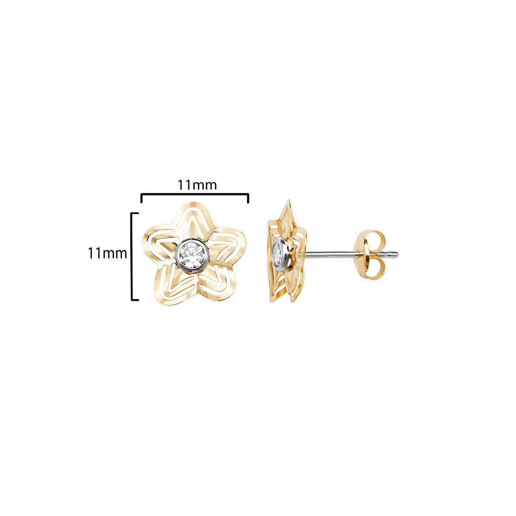 9ct Gold Daisy Flower Stud Earrings - Hypoallergenic 9ct Gold Jewellery for Ladies - 11mm * 11mm