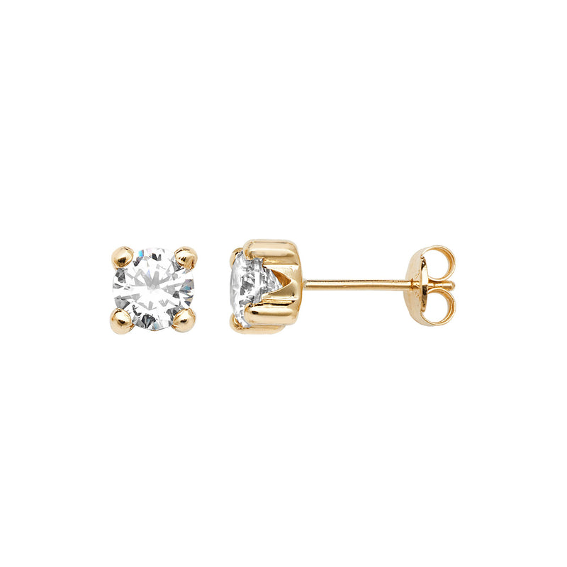 9ct Gold Square Stud Earring with Cubic Zirconia - Hypoallergenic 9ct Gold Jewellery for Ladies - 5mm * 5mm