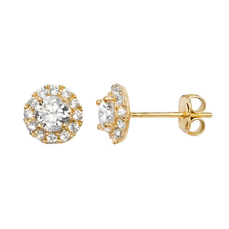 9ct Gold Circle Stud Earring with Cubic Zirconia - Hypoallergenic 9ct Gold Jewellery for Ladies - 7mm * 8mm