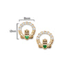 9ct Gold Claddagh Stud Earrings with Green Hearts - Hypoallergenic  Jewellery for Women and Girls - 12mm * 11mm