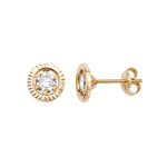 9ct Gold Circular Stud Earring with Cubic Zirconia - Hypoallergenic 9ct Gold Jewellery for Ladies - 8mm * 8mm