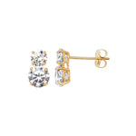 9ct Gold Drop Stud Earring with Cubic Zirconia - Hypoallergenic 9ct Gold Jewellery for Ladies by Aeon - 9mm * 5mm
