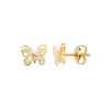 9ct Gold Butterfly Stud Earrings - Hypoallergenic 9ct Gold Jewellery for Ladies - 7mm * 7mm