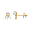 9ct Gold Stud Earrings Set with Synthetic Pearl  - Hypoallergenic 9ct Gold Jewellery for Ladies - 7mm * 6mm