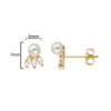 9ct Gold Stud Earrings Set with Synthetic Pearl  - Hypoallergenic 9ct Gold Jewellery for Ladies - 7mm * 6mm