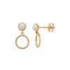 9ct Gold Halo Drop Earrings with Freshwater Pearl - Hypoallergenic 9ct Gold Jewellery for Ladies  - 14mm * 8mm