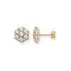 9ct Gold Flower Stud Earrings with Cubic Zirconia - Hypoallergenic 9ct Gold Jewellery for Ladies - 10mm * 9mm