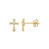 9ct Gold Cross Stud Earrings with Cubic Zirconia - Hypoallergenic 9ct Gold Jewellery for Ladies - 9mm * 6mm