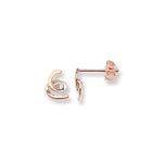 9ct Gold Swirl Stud Earrings with Cubic Zirconia - Hypoallergenic 9ct Gold Jewellery for Ladies - 11mm * 6mm