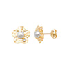 9ct Gold Flower Stud Earrings with Synthetic Pearl - Hypoallergenic 9ct Gold Jewellery for Ladies  - 10mm * 11mm