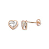 9ct Gold Heart Stud Earrings with Cubic Zirconia - Hypoallergenic 9ct Gold Jewellery for Ladies - 6mm * 6mm