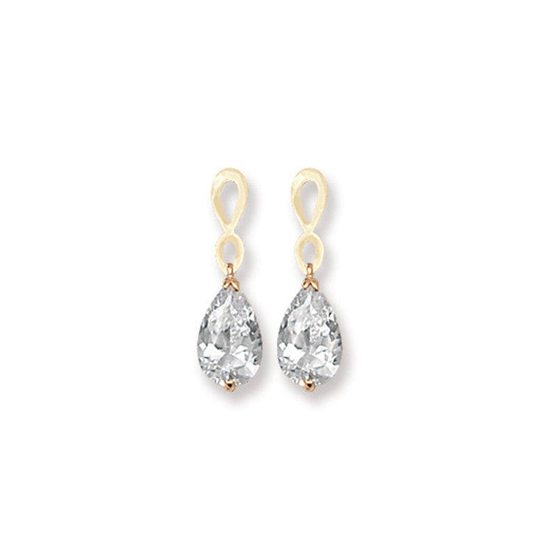 9ct Gold Teardrop Crystal Earrings  - Hypoallergenic 9ct Gold Jewellery for Ladies by Aeon - 19mm * 6mm