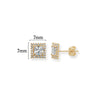 9ct Gold Square Stud Earrings  - Hypoallergenic 9ct Gold Jewellery for Ladies - 7mm * 7mm
