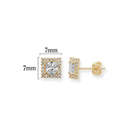 9ct Gold Square Stud Earrings  - Hypoallergenic 9ct Gold Jewellery for Ladies - 7mm * 7mm
