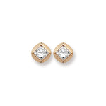 9ct Gold Circle Stud Earrings with Cubic Zirconia - Hypoallergenic 9ct Gold Jewellery for Ladies - 7mm * 6mm