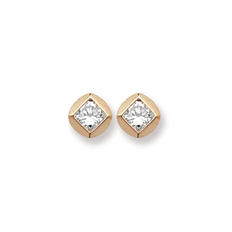 9ct Gold Circle Stud Earrings with Cubic Zirconia - Hypoallergenic 9ct Gold Jewellery for Ladies - 7mm * 6mm