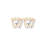 9ct Gold Butterfly Stud Earrings  - Hypoallergenic 9ct Gold Jewellery for Ladies - 7mm * 7mm