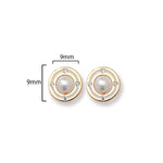 9ct Gold Stud Earrings with Cubic Zirconia and Synthetic Pearl - Hypoallergenic 9ct Gold Jewellery for Ladies - 9mm * 9mm