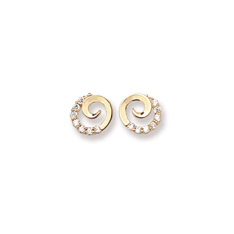 9ct Gold Circle Swirl Stud Earrings - Hypoallergenic 9ct Gold Jewellery for Ladies - 8mm * 8mm