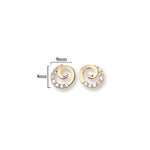 9ct Gold Circle Swirl Stud Earrings - Hypoallergenic 9ct Gold Jewellery for Ladies - 8mm * 8mm