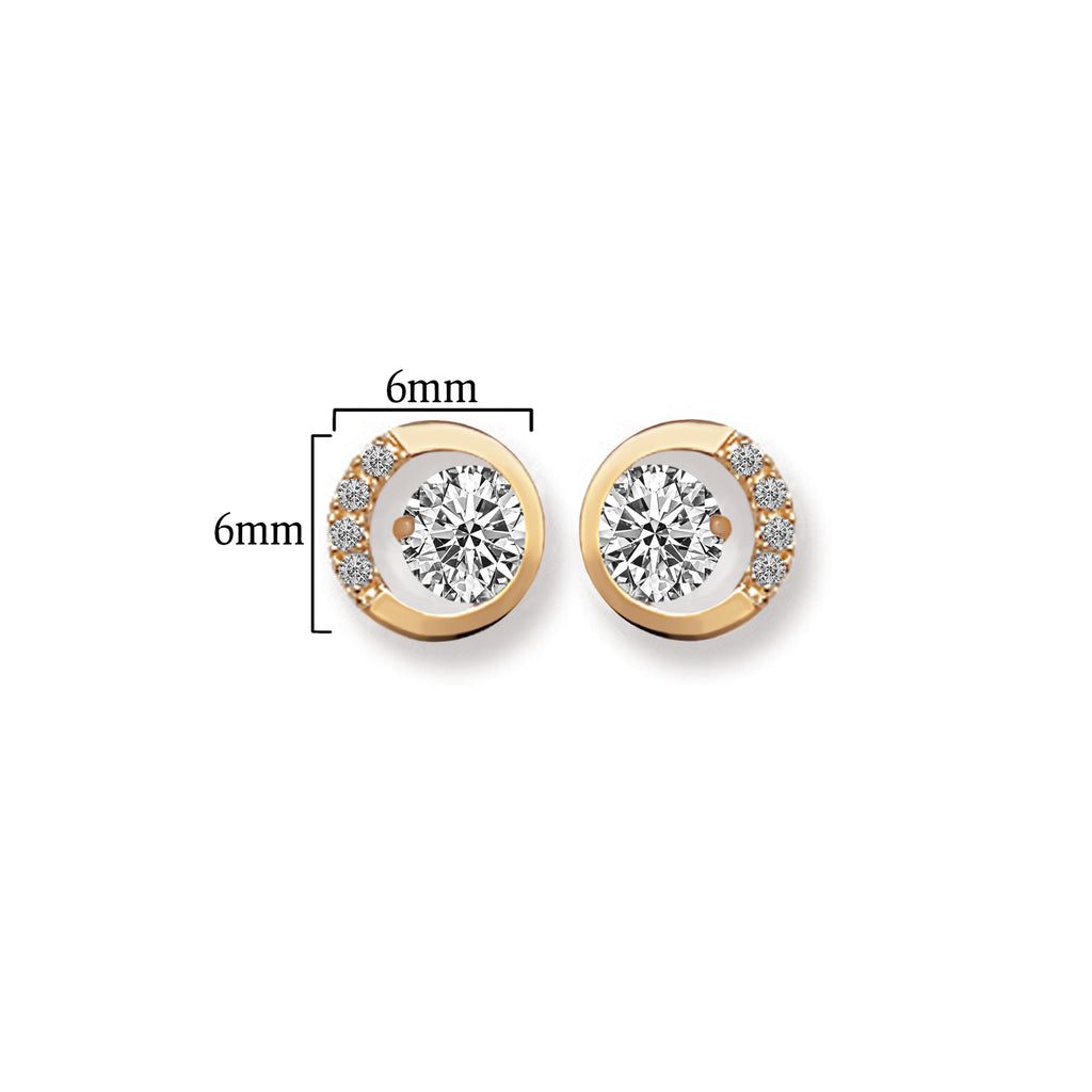 9ct Gold Circular Halo Stud Earrings with Cubic Zirconia - Hypoallergenic Gold Earrings for Women 9mm * 9mm