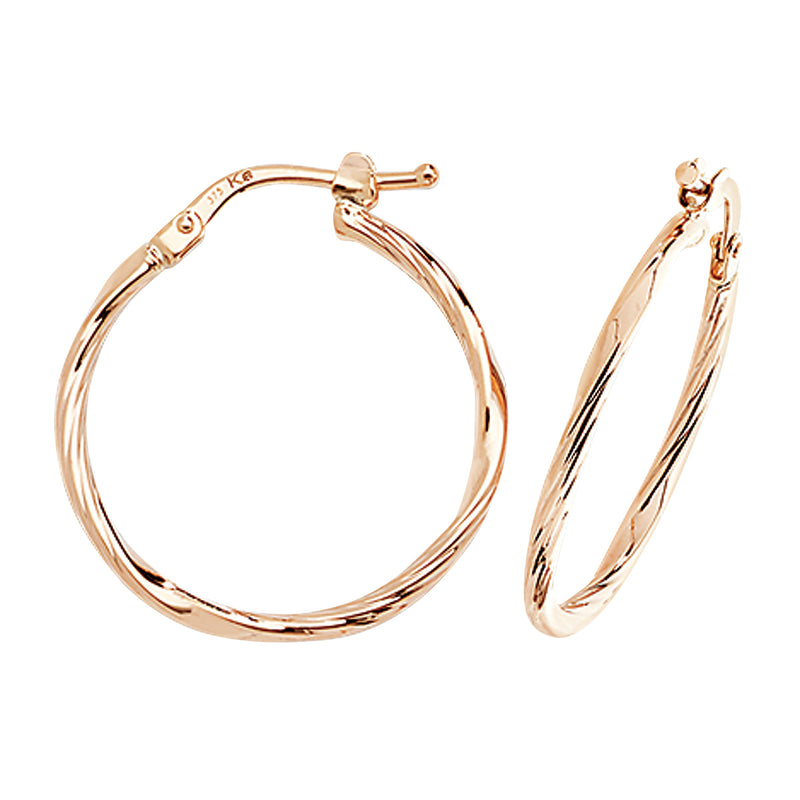 9ct Bambo Style Hoop Earrings. 24mm*22mm Hypoallergenic 9ct Gold Jewellery for women.