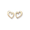 9ct Gold Heart Stud Earrings - Hypoallergenic 9ct Gold Jewellery for Ladies - 9mm * 8mm