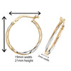 9ct Two Tone Gold Oval hoop Earrings.  21mm*19mm.  Hypoallergenic 9ct Gold Jewellery for women.