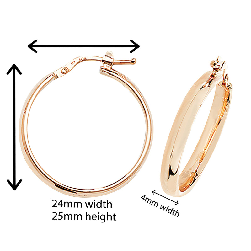 9ct Gold Hinged Hoop Earrings. 25mm*24mm. Hypoallergenic 9ct Gold Jewellery for women..