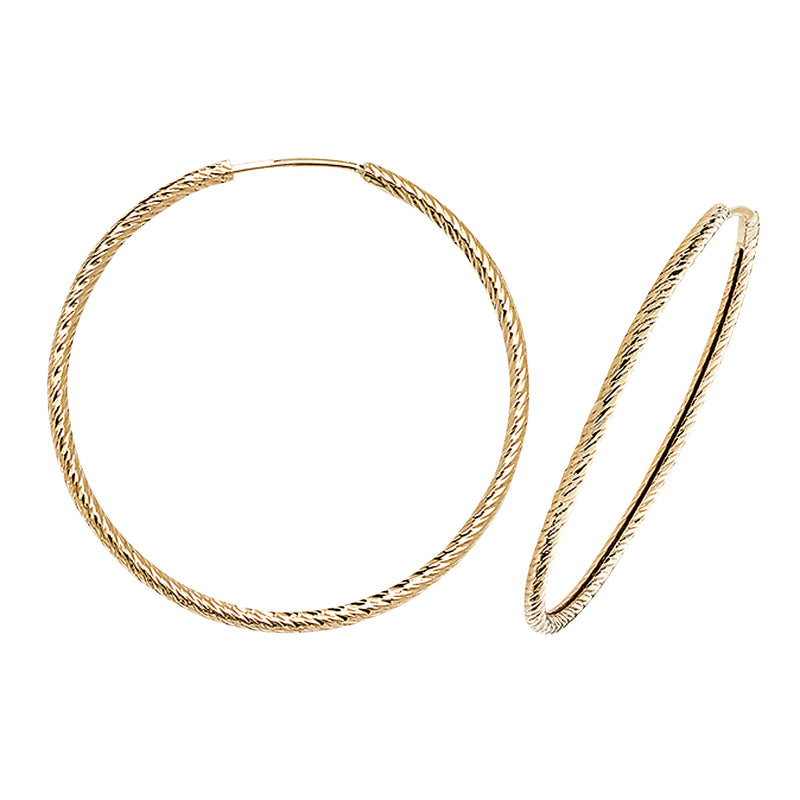 9ct Gold Ribbed  hoop Earrings.  34mm*34mm.  Hypoallergenic 9ct Gold Jewellery for women..