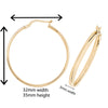 9ct Gold Hoop Earrings.  35mm * 32mm. 9ct  Hypoallergenic 9ct Gold Jewellery for women.
