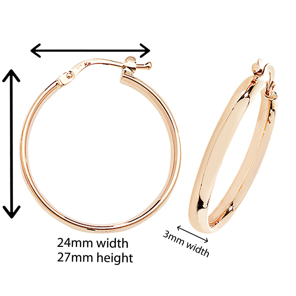 9ct Gold Hoop Earrings. 27mm*24mm. Hypoallergenic 9ct Gold Jewellery for women..