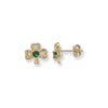 9ct Gold Shamrock Stud Earrings with Emerald Green Cubic Zirconia - Hypoallergenic 9ct Gold Jewellery for Ladies - 9mm * 9mm