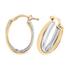 9ct Two Tone Gold Oval Hoop Earrings.  21mm * 15mm.  Hypoallergenic 9ct Gold Jewellery for women.