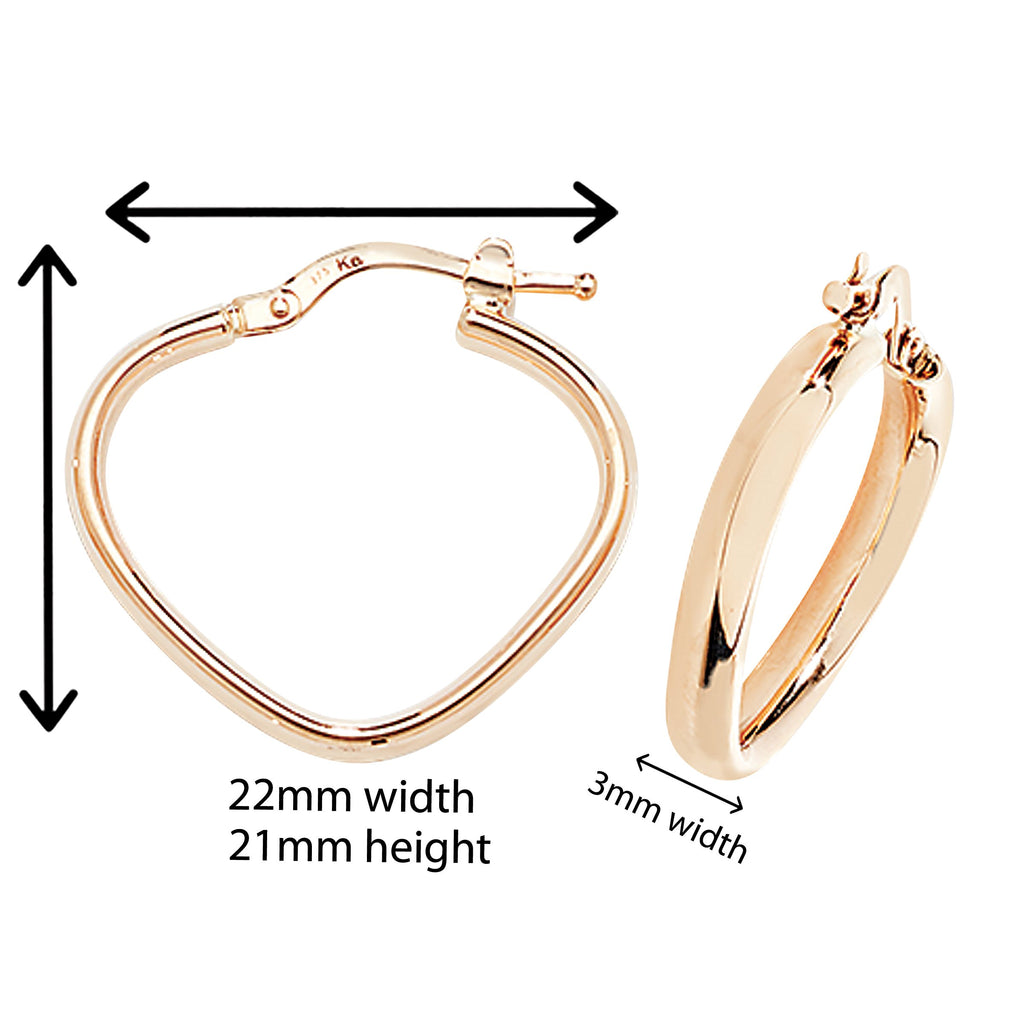 9ct Gold Oval Hoop Earrings.  21mm * 15mm.  Hypoallergenic 9ct Gold Jewellery for women.