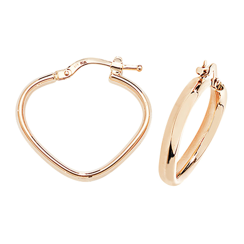 9ct Gold Oval Hoop Earrings.  21mm * 15mm.  Hypoallergenic 9ct Gold Jewellery for women.