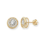 9ct Gold Circle Stud Earrings with Cubic Zirconia - Hypoallergenic 9ct Gold Jewellery for Ladies - 7mm * 9mm