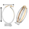 9ct Gold Two Tone Double Style Hoop Earrings. 34mm*344mm. Hypoallergenic 9ct Gold Jewellery for women.