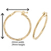 9ct Gold Hoop Earrings. 24mm*22mm Hypoallergenic 9ct Gold Jewellery for women..