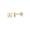 9ct Gold Butterfly Stud Earrings with Cubic Zirconia - Hypoallergenic 9ct Gold Jewellery for Ladies - 6mm * 6mm