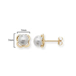 9ct Gold Flower Earring Set with Freshwater Pearl  Earrings - Hypoallergenic 9ct Gold Jewellery for Ladies - 7mm * 7mm