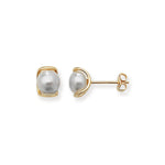 9ct Gold Stud Earrings Set with Freshwater Pearl - Hypoallergenic 9ct Gold Jewellery for Ladies  - 8mm * 6mm