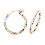 9ct Two Tone Gold hoop Earrings.  21mm*20mm.   Hypoallergenic 9ct Gold Jewellery for women..