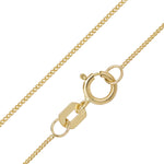 9ct Yellow Gold 0.7mm Diamond Cut Curb Necklace 18 inches.  Hypoallergenic 9ct Gold Jewellery for women