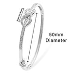 Sterling Silver White Cubic Zirconia Infinity Bangle - Hypoallergenic Jewellery for Women - 50mm * 2mm