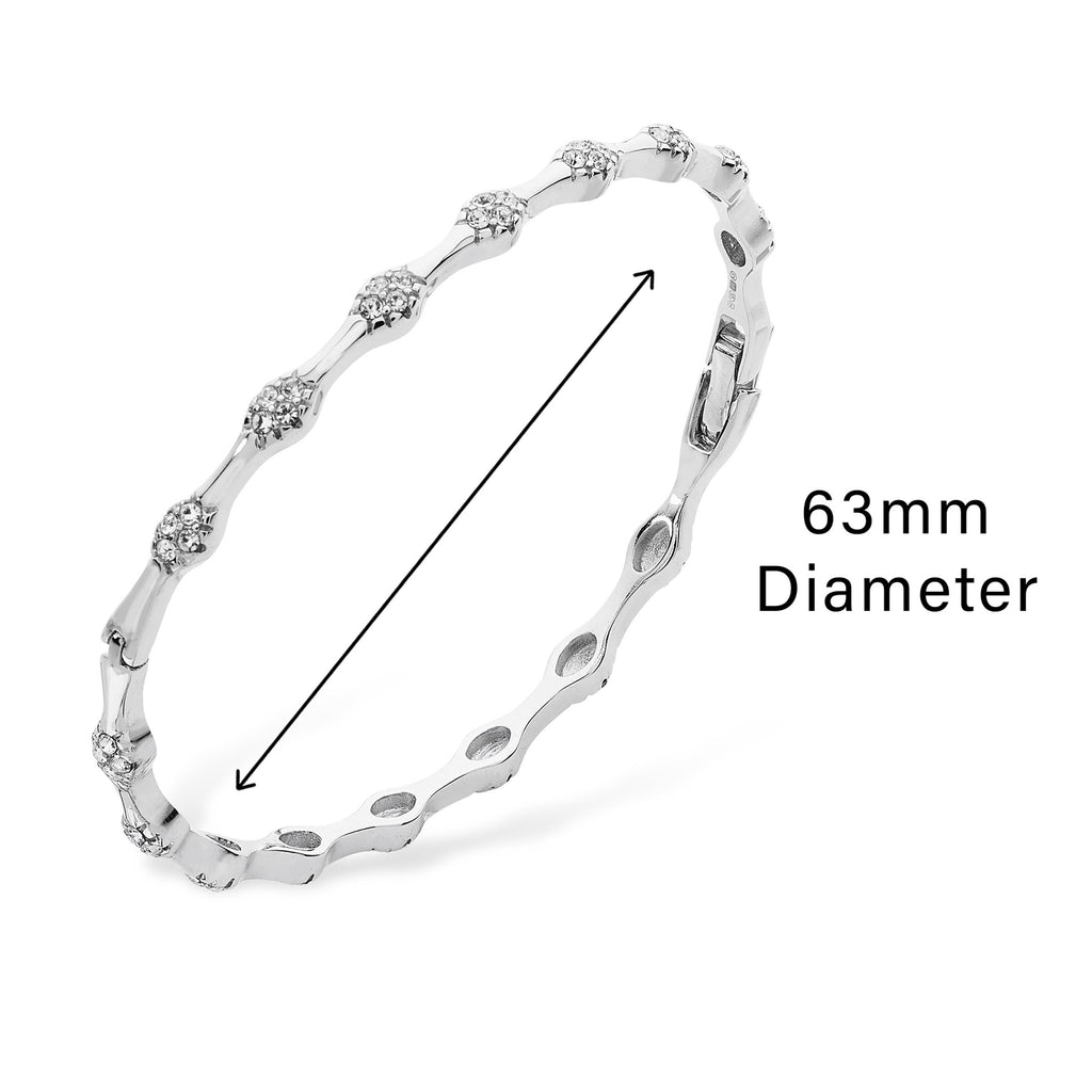 Sterling Silver Cubic Zirconia Bangle. Hypoallergenic Jewellery for Women- 63mm * 4mm